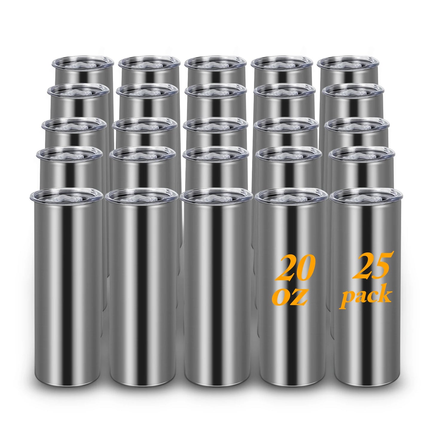 Silver straight stainless steel tumbler