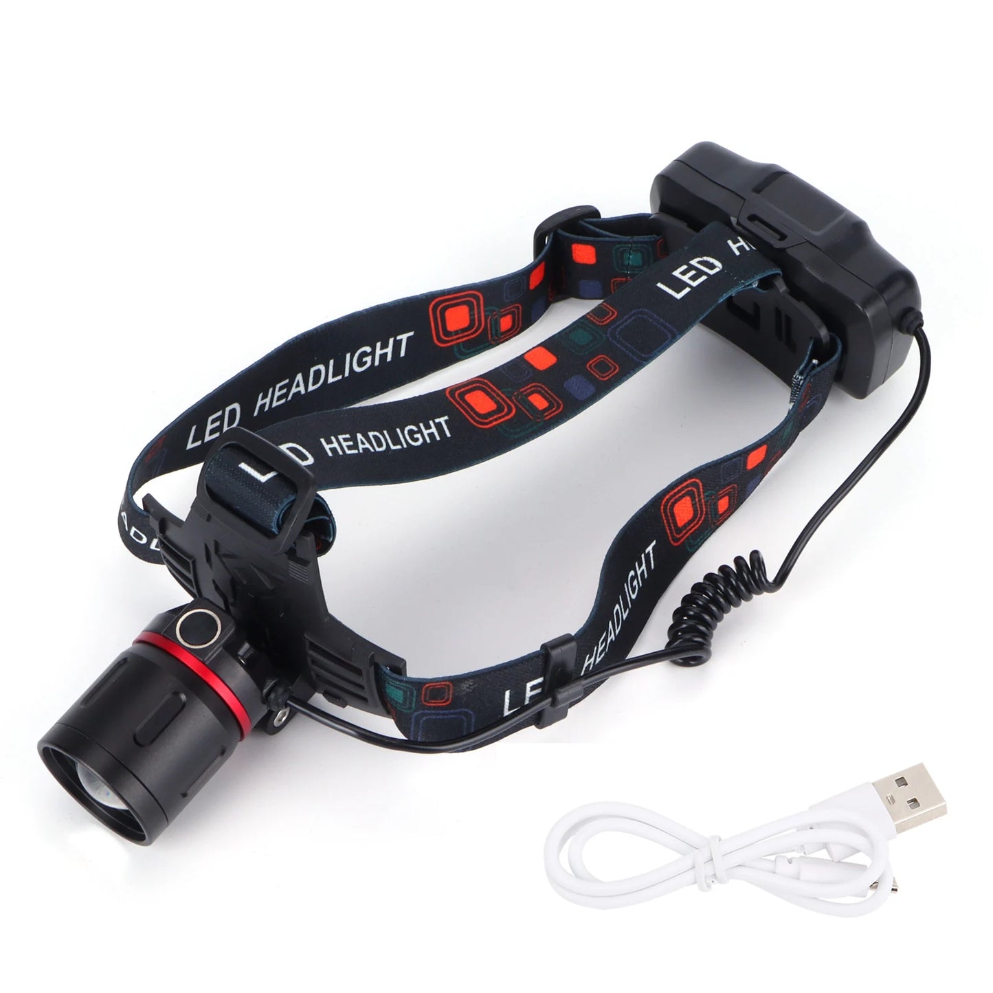 LED Red Light Headlamp Portable USB Adjustable Headlight