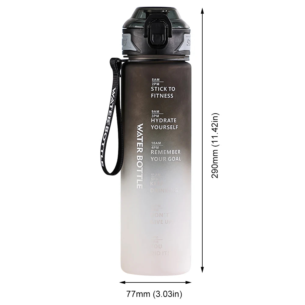 1L Water Bottle Leakproof with Time Marker