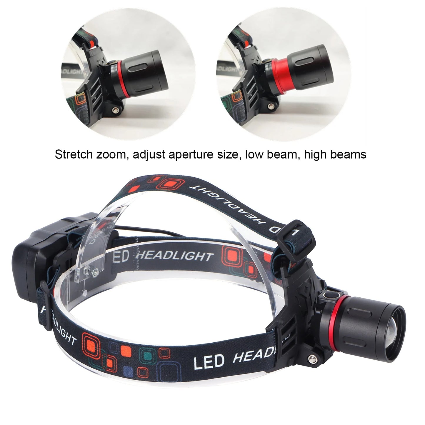 LED Red Light Headlamp Portable USB Adjustable Headlight