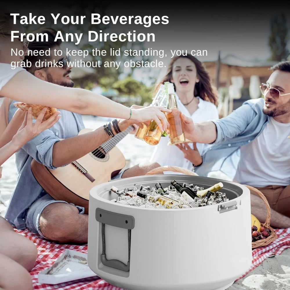 Hard Cooler 25 QT Round Ice Chest with Drain Plug