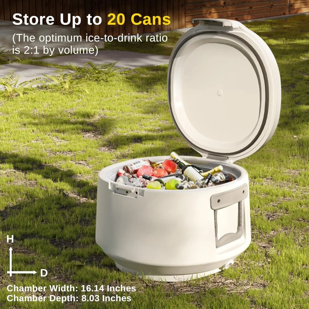 Hard Cooler 25 QT Round Ice Chest with Drain Plug