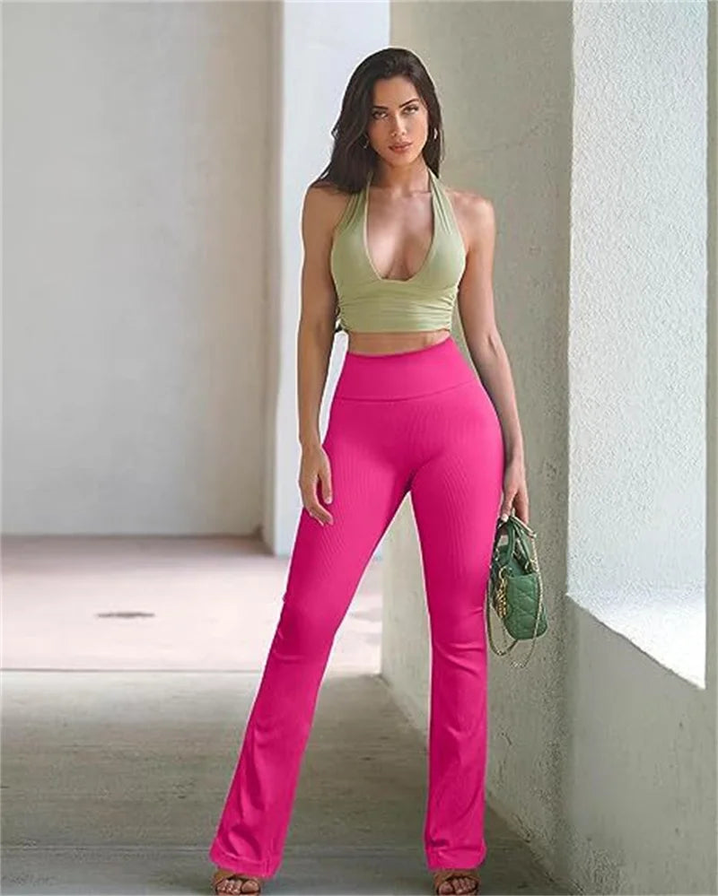 Women's Workout High Waist Bell Bottoms Flare Leggings