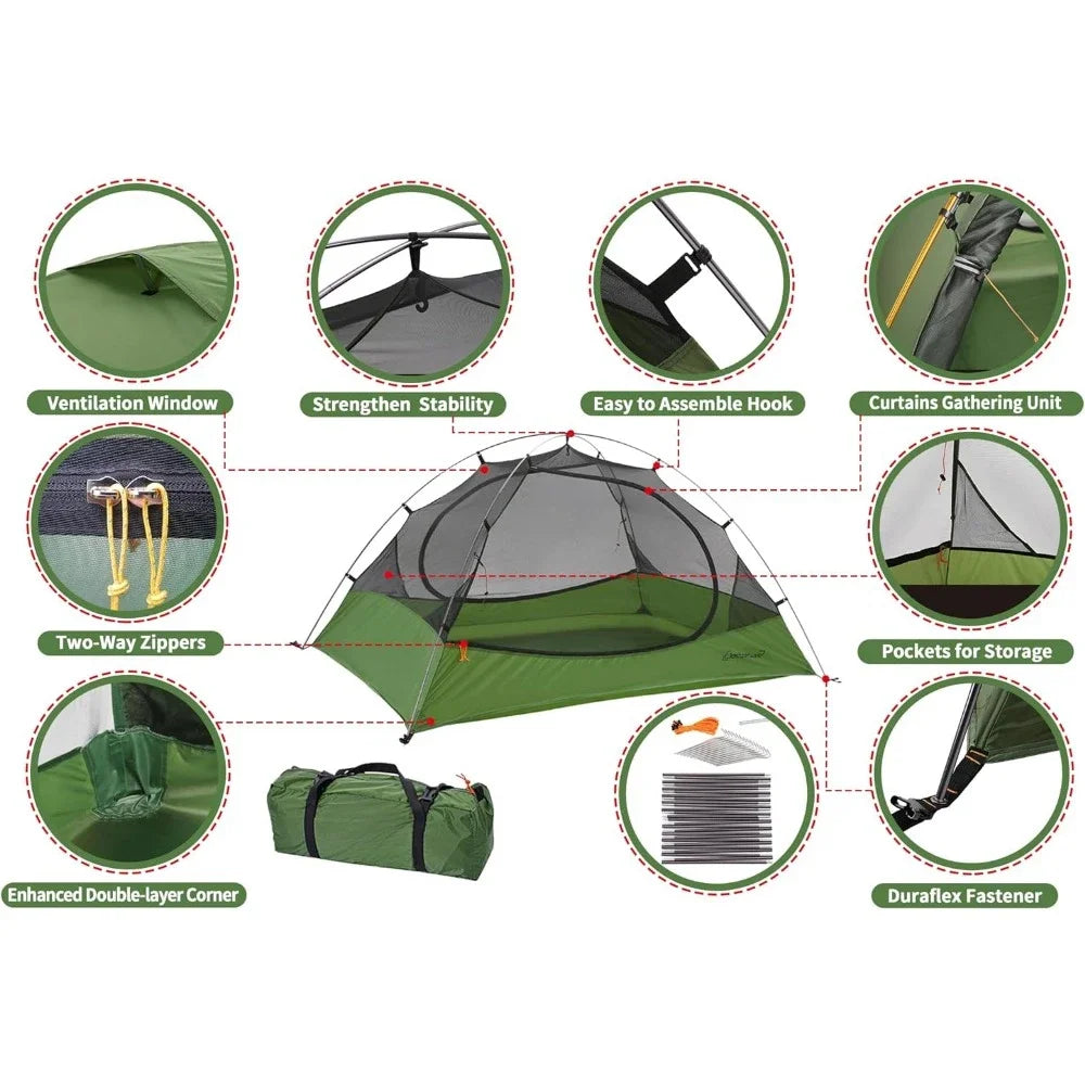 1/2 Person Ultralight Backpacking Tent,