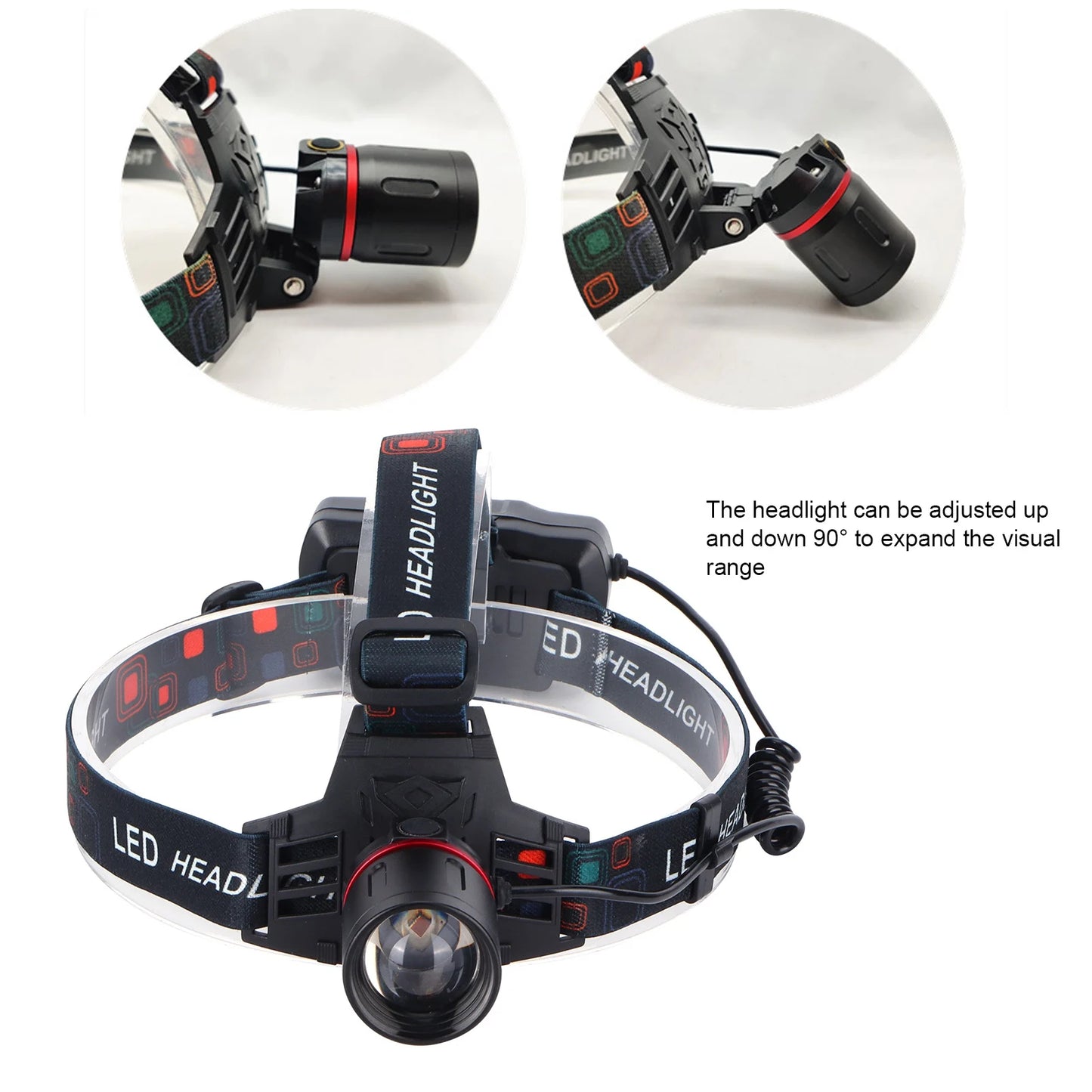 LED Red Light Headlamp Portable USB Adjustable Headlight