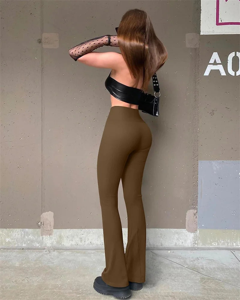 Women's Workout High Waist Bell Bottoms Flare Leggings